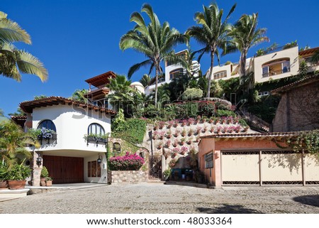 Elements of traditional and modern mexican architecture, Puerto Vallarta, Mexico