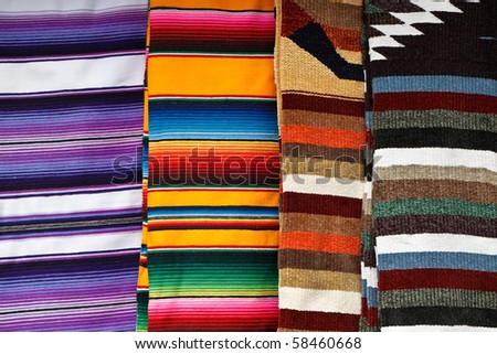 Bright colorful background of mexican blankets