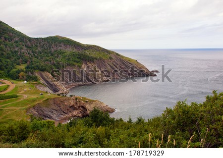 Meat Cove - Cape Breton.  The beautiful landscape of Cape Breton Island, Nova Scotia where ocean and mountains meet.