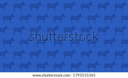 Patriotic american pattern. Donkeys with stars on blue background. American banner. Vector elements for Election.