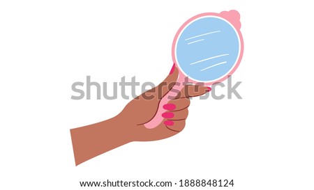 Similar – Image, Stock Photo Hand holding a mirror with daisies in reflection