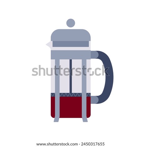 French press, coffee maker. Icon minimalist style. Coffee brewing concept, breakfast, coffee-break, cafe, coffee house. Stylized flat vector. Isolated