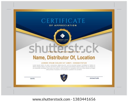 blue and golden Modern Distributor Certificate