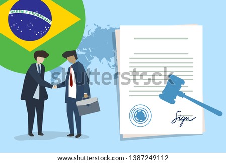 Brazil law constitution legal judgment justice legislation trial concept using flag gavel and paper  