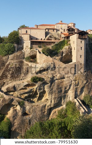Greece, the monastery complex of Meteora. Holy Monastery of Great Meteoron (The Holy Monastery of the Transfiguration)