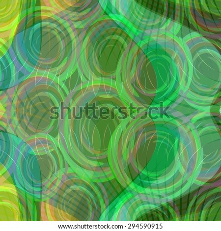 Green abstract background with rounded swirl elements on wavy area