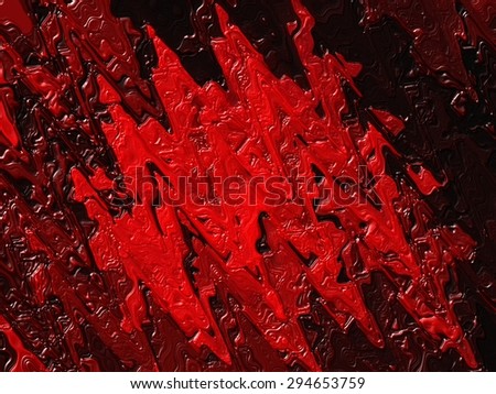 Dried red oil paint on a black background. Abstract stains resembling blood, ketchup or raspberry jam