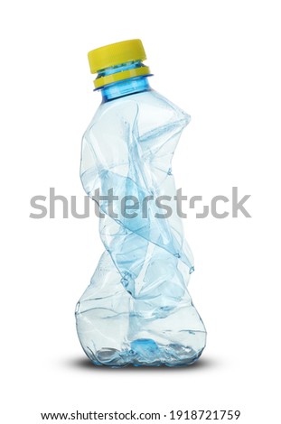 small plastic crushed bottle on white background Photo stock © 