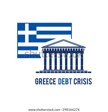 Greece debt crisis concept in national greek flag