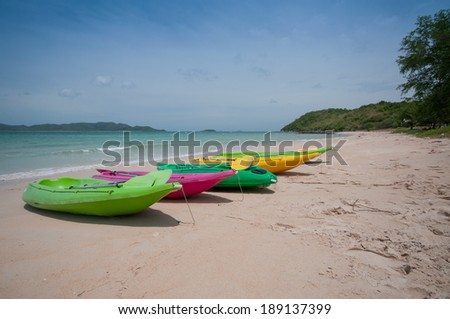 Colorful kayak on the tropical beach in Thailand
