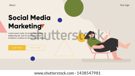 Landing concept, cartoon style illustration. About SMM. Social Media Marketing. Web page.