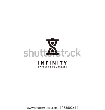 Infinity symbol with hourglass and battery for unlimited creativity logo design inspiration