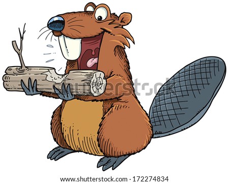 Beaver Gnawing Wood. Stock Vector Illustration 172274834 : Shutterstock