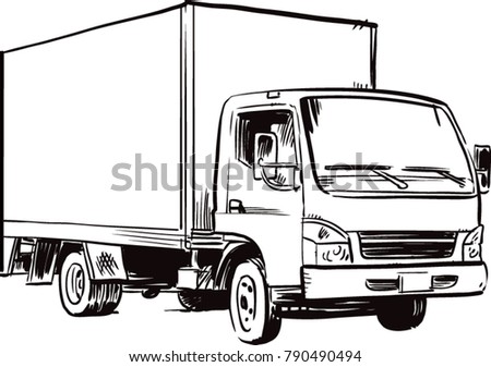 White realistic delivery cargo truck. Lorry for advertising side, isolated on white background