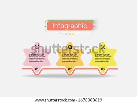 Infographic design star vector template 3 point banner. Use workflow layout, diagram, business step options, banner, web design.