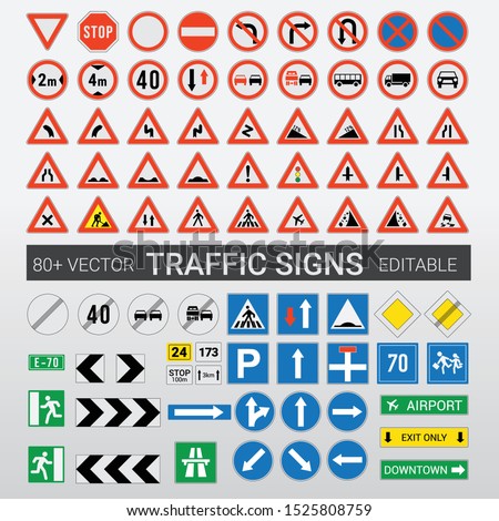 Traffic Signs Vector Editable Road Highway