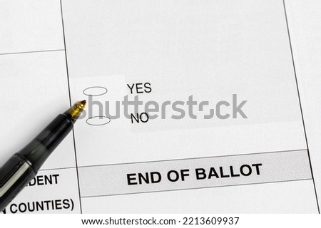 Election ballot with yes or no question. concept. Voting, government referendum and amendment Photo stock © 
