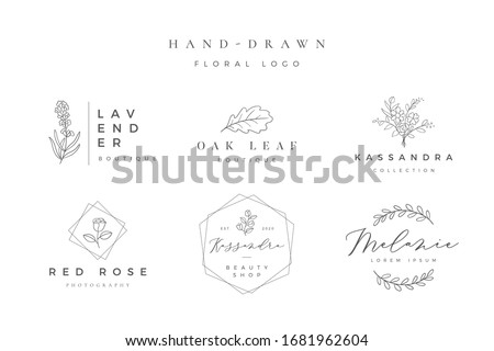 Minimalist hand drawn floral logo