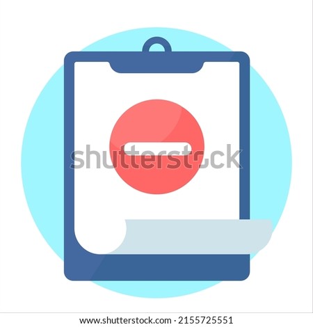 Tablet with sign of minus on red circle concept illustration. flat design vector eps 10, simple and modern graphic element for app or web ui