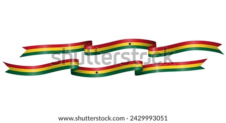 set of flag ribbon with colors of Ghana for independence day celebration decoration
