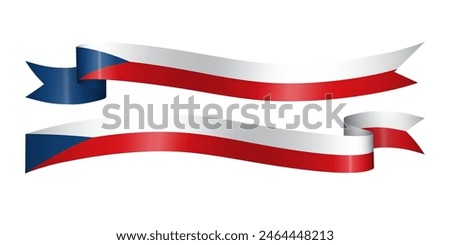 Set of flag ribbon with colors of Czech Republic independence day celebration decoration