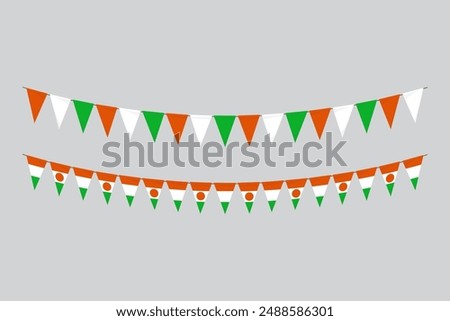 Flags isolated. Niger paper bunting. flags birthday, anniversary, celebrate event.