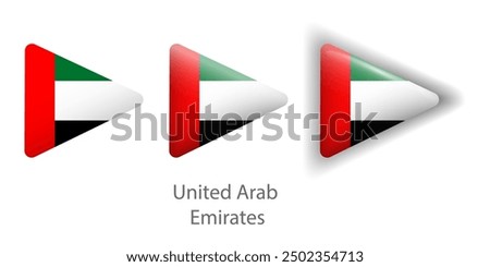 United Arab Emirates flag vector icons set in the shape of rounded triangle