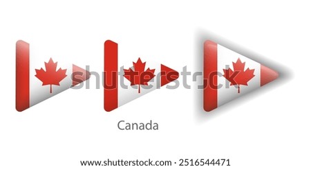 Canada flag vector icons set in the shape of rounded triangle