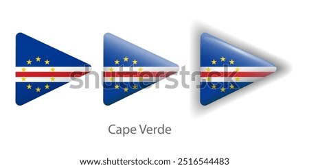 Cabo Verde flag vector icons set in the shape of rounded triangle