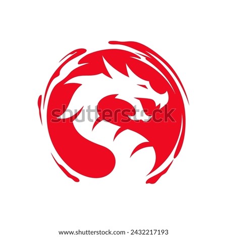 Tribal dragon silhouette logo design. Dragon vector illustration