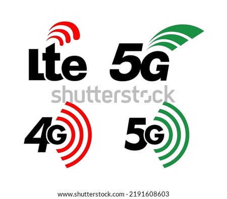 Lte, 4G and 5G Icon vector transparent for app or mobile device. Lte, 3g, 4g and 5g technology icon symbols. Vector.