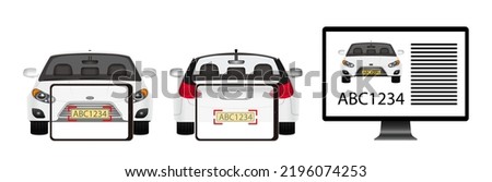 Optical Character Recognition (OCR) technology to converts a license plate font into a machine-readable text format. Check the license plate number via the smart device. License plate recognition. Vec