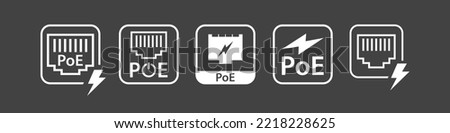 Power over Ethernet symbol, PoE sign vector.