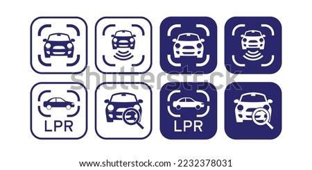 Smart LPR Camera Parking System icon vector illustration. Automated License Plate Recognition Parking Lot symbol. Monitoring and Managing Parking Lot logos. Vector illustration.