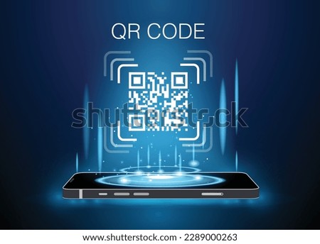 QR code verification banner. Verification concept for online shopping, shopping special offer promotion and marketing via smartphone. 3d hand with smartphone scanning QR code. Template design for webs