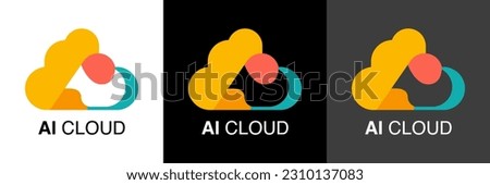 AI Cloud Icon Logo Design Vector Template. Cloud Stylish Logo Icon. Cloud Stylish Storage or Broadband or ISP Company Logo. Vector.