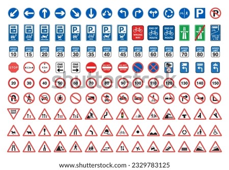 Traffic signs. Traffic-Road Sign Collection web icons. Vector traffic signs design.
