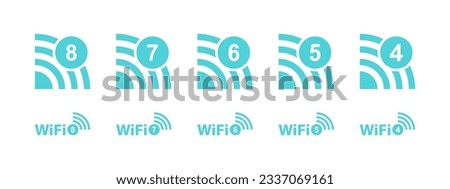 Wi-Fi 4, 5, 6 and 7 Generation button sign. Vector illustration