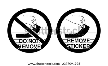 Remove and do not remove a Label from the product icon. Open and do not open here. Vector.