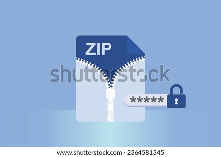ZIP file folder icon. Zipped compressed file and folder. Archive document type. Modern flat design graphic illustration. Vector ZIP icon