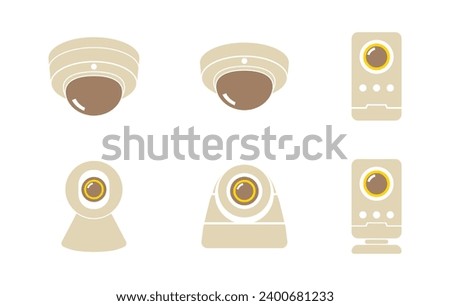 Set of CCTV, IP Camera and Home security cameras icons. Vector illustration.