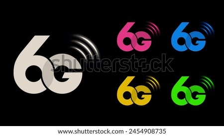 6G Icon Vector for Apps or Mobile Devices: Red, Yellow, Blue, Green, and White Symbols of 6G Network, High-Speed Technology, and Internet. Vector.