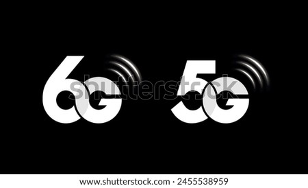 6G  5G Icon Vector for Apps or Mobile Devices. Symbols of 6G and 5G Network, High-Speed Technology, and Internet. Vector.