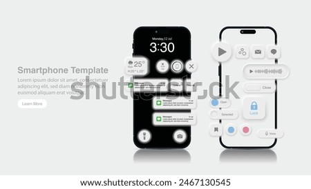 Realistic 3D Smartphone in Neomorphism and Neumorphism Design: New Messages, Alerts, Pop-ups, Incoming Messages, Webinars, Online Training, Radio Shows, or Audio Blog Podcasts Concept. Vector.