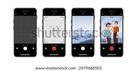 Smartphone Screen Displaying Scenic Boys in the Countryside Photos and Videos. Vector.