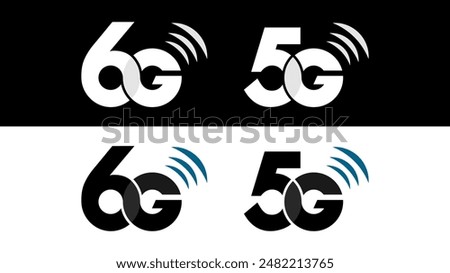 6G and 5G Wireless Networks Vector Icon Illustration. High-Speed Technology, and Internet.