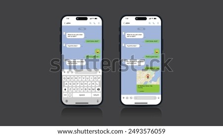 New York, USA - 25 Jul, 2024 : Naver Line Social Media app and messaging service on iPhone mobile device. Smartphone chat app template. Modern, realistic smartphone design. Vector graphic.