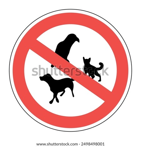 No pet allowed sign. Pet Prohibition Sign - No Cats, Dogs, or Birds Allowed - Vector Graphic