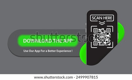 Download The App Now. Promotional Stickers, cover, label, and banner. Simple UI Design. Vector.