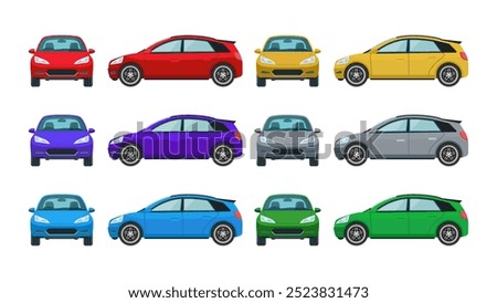 Similar – Image, Stock Photo Frontal view of a city street with cars parked on both sides